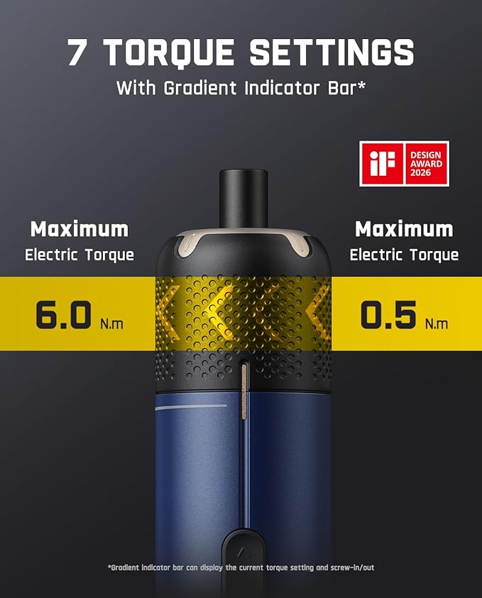 Fanttik S2 Pro Electric Screwdriver, Cordless Screwdriver Set, 7 Torque Settings, 0.5 to 6N.m, 20 Magnetic Bits, 1/4''Hex Shank, with 90° Angle Adapter, for Furniture, Household Repairs(Navy Blue)