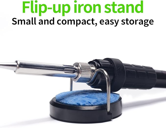 YIHUA 947-III 60W Soldering Iron Kit Temperature Adjustable 428-896°F 2-IN-1 Soldering Kit with Simple Soldering Iron Stand and Cleaning Sponge 110V US Power Plug