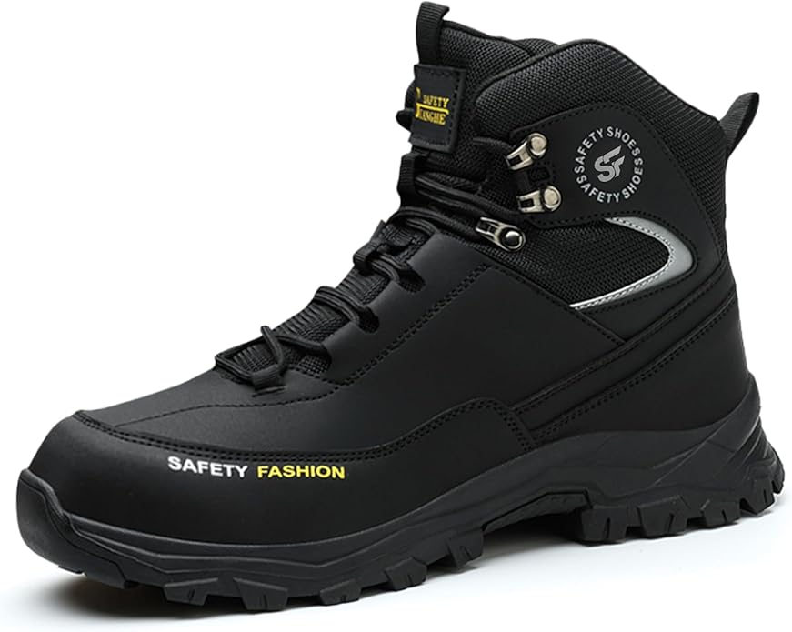 Work Boots for Men,Lightweight Breathable High Top Steel Toe Boots,Indestructible Steel Toe Shoes,Non Slip Safety Work Shoes.