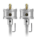 2-Pack 2" TCT Hole Saws for Hard Metal, Heavy Duty 50mm Tungsten Carbide Tipped Hole Cutters Set with Spring-Loaded Pilot Drill Bits for Stainless Steel, Metal, Iron, and Plastic