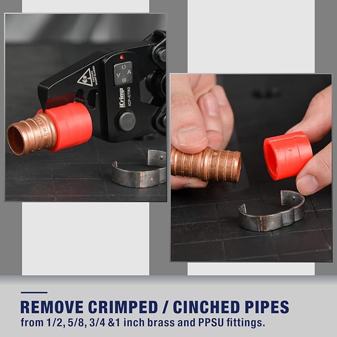 PEX Crimping Toolset for 3/8, 1/2, 3/4&1-inch Copper Rings w/Copper Ring Removal Tool