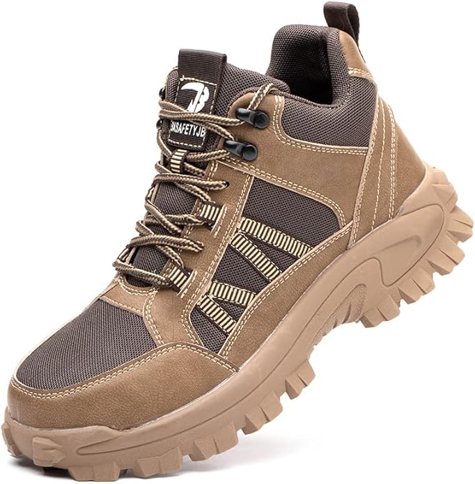Work Boots for Men,Lightweight Breathable High Top Steel Toe Boots,Indestructible Steel Toe Shoes,Non Slip Safety Work Shoes.