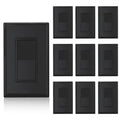 ELEGRP 3 Way Decorator Light Switch, 15Amp, 120-277 Volt, AC Rocker Paddle Wall Switch Replacement, Self-Grounding, Residential Grade, Screwless Wall Plate, UL Listed (10 Pack, Glossy Black)
