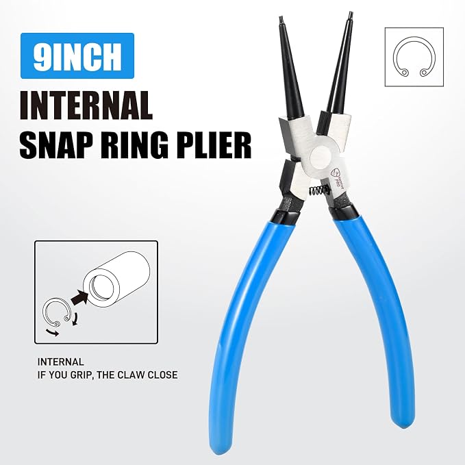 SMOTIVEPRO 9inch Internal Snap Ring Pliers, Heavy Duty Circlip Removal Tool