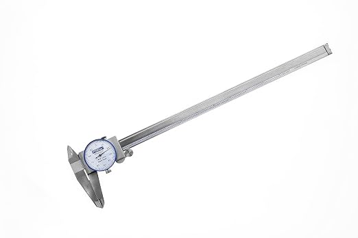 Fowler 52-008-712-0 Premium Dial Caliper with 0-12" Measuring Range, Dial Caliper with Knurled Lock, ±0.002" Accuracy, Case Included, Solid Stainless Steel