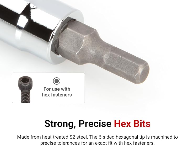 TEKTON Hex Bit Socket Set, 11-Piece | SHB90106 | 1/4 Inch Drive, (2 - 8 mm), Socket Rail