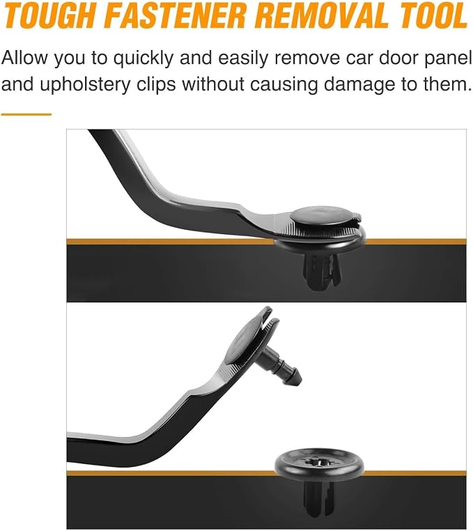 GOOACC Car Panel/Upholstery Remover Ergonomic Stainless Steel Fastener Remover - Easily Removes Plastic Fasteners Reduces Damage to Panels and Loss of Clips Black