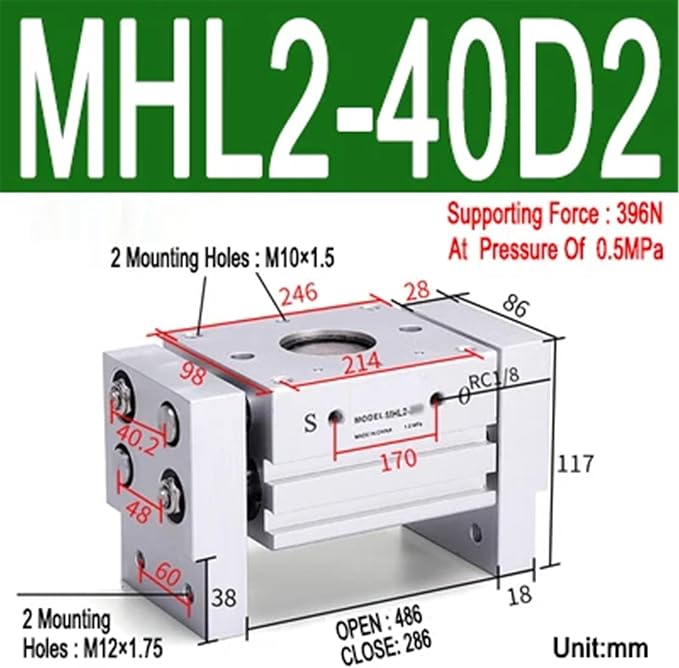1pcs MHL2 10D 16D 20D 25D 32D 40D 1 2 Pneumatic Gripper Wide Type Air Parallel Cylinder Al Clamps Replacement T Bore 10-40mm(MHL2-40D2)