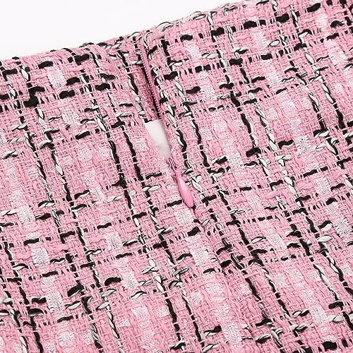 IDEALSANXUN Plaid Skirts for Women Fall Winter Knee Length Pencil Wool Skirt with Slit