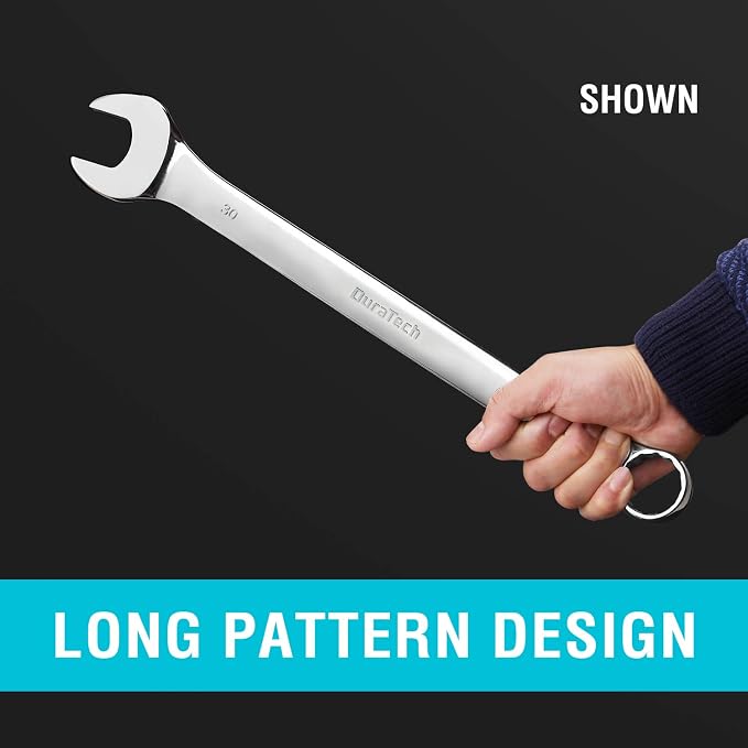 DURATECH Long Pattern Combination Wrench Set, Metric, 5-Piece, 23-30mm | 12 Point, CR-V Steel, With Pouch