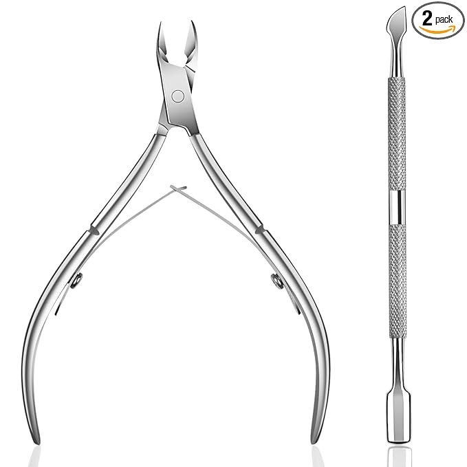 Ejiubas Cuticle Pusher Cuticle Nipper Stainless Steel Cuticle Trimmer Cuticle Remover Tool Set for Fingernails and Toenails Pedicure Manicure Tools Silver Christmas