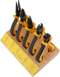 Naroote 5pcs Pliers Set with Wood Pallet, Beech and Metal Watch Repair Pliers Set, Heat Treated Blades, Effort Saving Grip, Wire Cutting for Jewelry Repair Hobby Users
