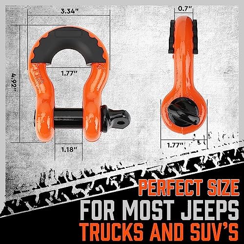 HORUSDY Nylon Heavy Duty Tow Strap Recovery Strap with Hooks 3" x 30Ft - 32,000 LBS Break Strength, 3/4 D Ring Shackles (2pcs), Recover Your Vehicle Stuck in Mud/Snow