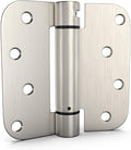 goldenwarm 4 Pack Satin Nickel Spring Door Hinges 4in x 4in Self Closing Hinges with 5/8" Radius Corners Soft-Closing Heavy Duty Door Hinges