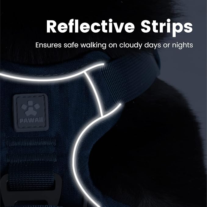 Pawaii No Pull Dog Harness with Pet ID Tag, Reflective Vest | Built for safer walks with a QR Pet ID Tag, front no pull clip, reflective trim, control handle and breathable mesh lining