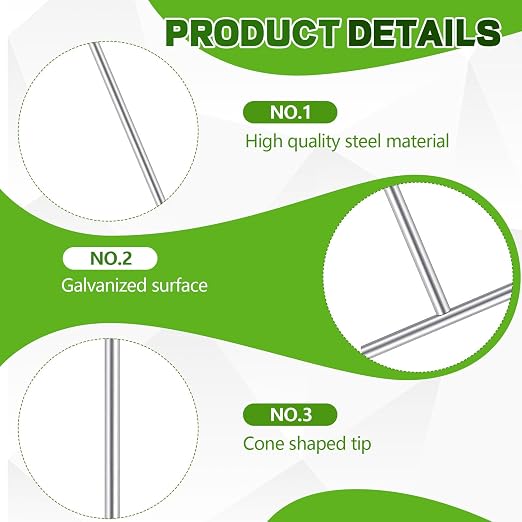 Zonon 48 Inch 2 Pack T-Handle Ground Rod Galvanized 3' L x 1/2" Diameter Ground Rod for Electric Fence Industrial Power Chemical Industry