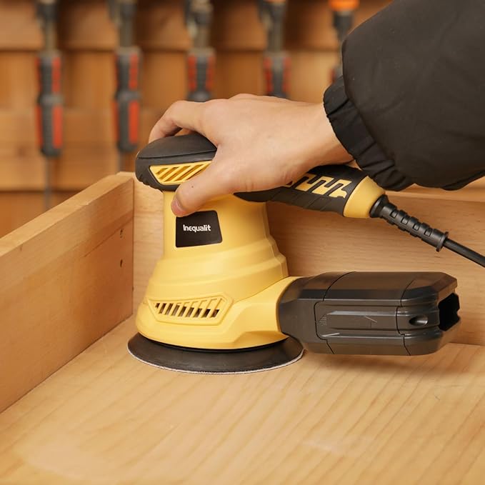 Random Orbital Sander, 2.5Amp 4.9-Inch Corded Palm Sander, Max 13000 OPM Electric Drywall Sander with 6 Variable Speed, 20Pcs Sandpapers and Dust Bag for Woodworking, Sanding, Polishing