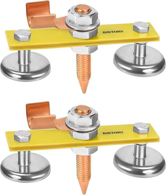 BAYTORY Upgrade Magnetic Welding Support Ground Clamp Tools, 2-Piece Twin Welding Magnet Head, Strong Magnetism Large Suction, Copper Tail Welder Stability Clamps