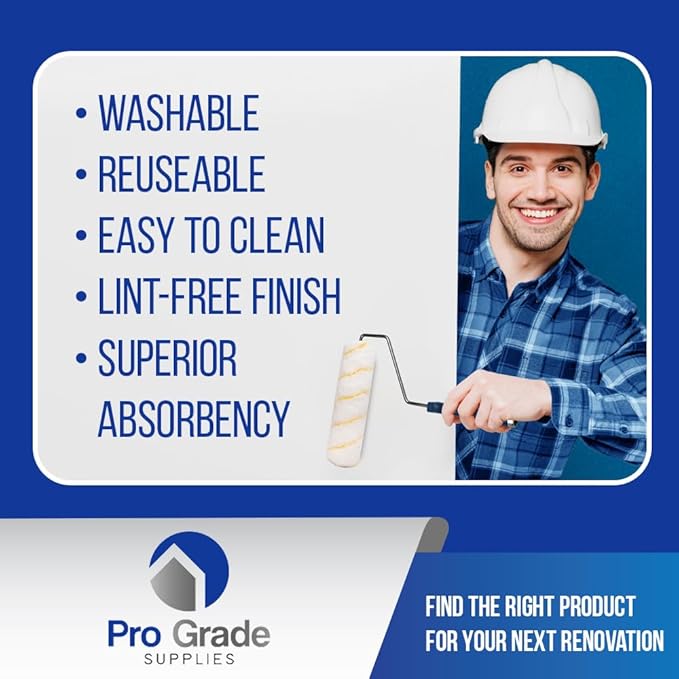 Pro Grade - Paint Roller Covers - 1/2 X 9 Inch Microfiber 5 Pack