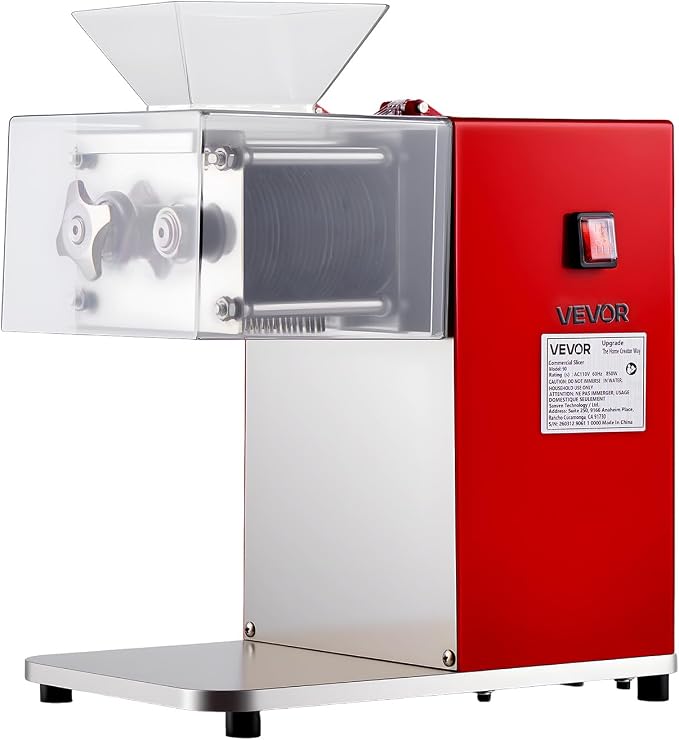 VEVOR Meat Cutting Machine, 850W Commercial Slicer, 3.5mm Heavy Duty Stainless Steel Blade Shredder for Boneless Meat Soft Vegetables, Electric Food Slicers for Kitchen Restaurant Supermarket