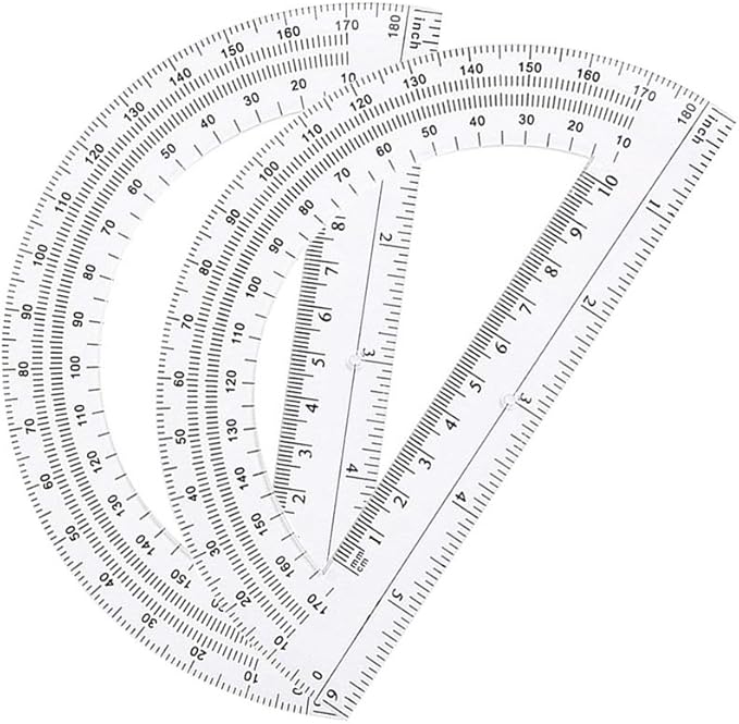 Leline's Plastic Protractor, 6 inch Student Math Protractors, Pack of 2, Clear