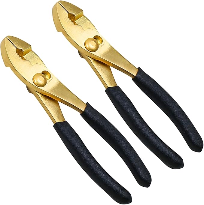 WEDO 2PCS Brass Pliers Set - 6" Slip Joint Pliers, 6" Adjustable Combination Pliers with Non-Slip Handle,For Gripping, Loosening Nuts and Bolts, Cutting Steel Wire,Die-Forged,Corrosion Resistant