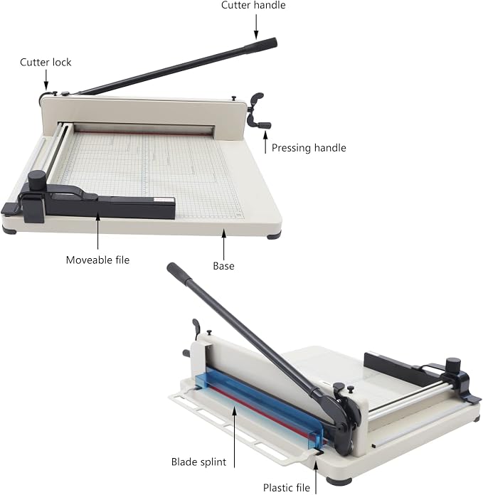 17 Inch Guillotine Paper Cutter Heavy Duty, Hss Blade Cuts 1.42in Stack 400 Sheets, Manual Paper Trimmer with Metal Base for Office Home School