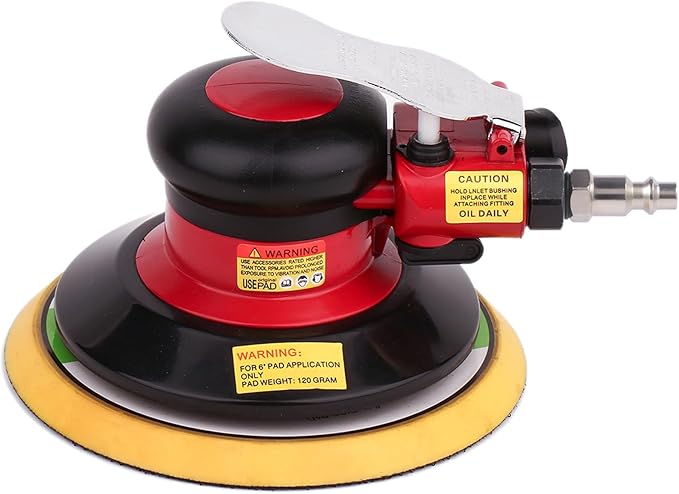 Professional Air Random Orbital Palm Sander, Dual Action Pneumatic Sander, Low Vibration, Heavy Duty … (6 inch)