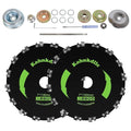2 Pack 7“ x 16T Carbon Steel Chainsaw Brush Cutter Blade for Weedeater +1 Round Files + 2 Set Adapter Kits for Cutter, Trimmer, Weed Eater