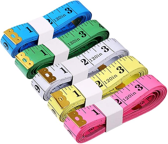 Tape Measure Body Measuring Tape, 120 Inch Soft Fabric Measuring Tape for Cloth Measurement, Double Scale Tailor Ruler for Weight Loss Medical Measurement Nursing Craft(5 Pack)