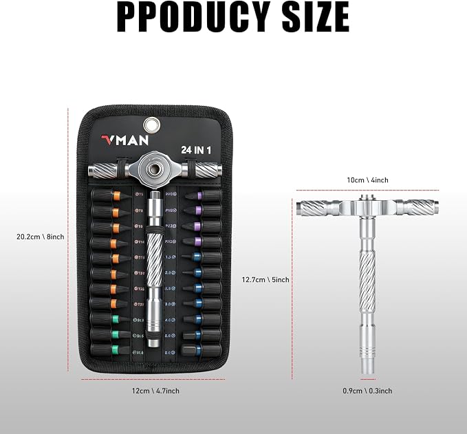 VMAN Ratchet Screwdriver Set, magnetic Screwdriver sets, S2 Steel Bits, DIY Combination Flexible Shaft, Suitable for Furniture Assembly, Precision Electrical Appliance Repair, Bicycle Tools