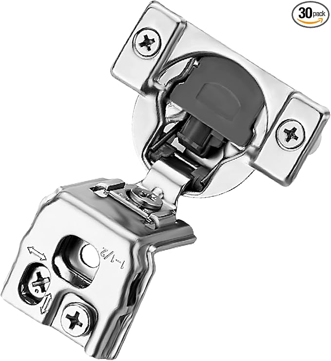 Ravinte 30 Pack 15 Pairs 1-1/2 inch Overlay Soft Close Hinges for Kitchen Cabinet Satin Nickel Hidden Stainless Steel Concealed Hinges self Closing