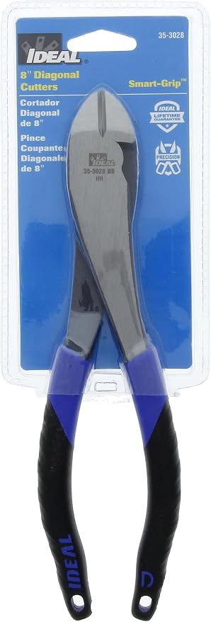 IDEAL INDUSTRIES INC. 35-3028 Diagonal-Cutting Plier - 8 in., Plier with Knife-to-Knife Blades, Smart Grip Handles