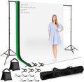 7x10 FT Backdrop Stand Kit with Black, White, Green Background