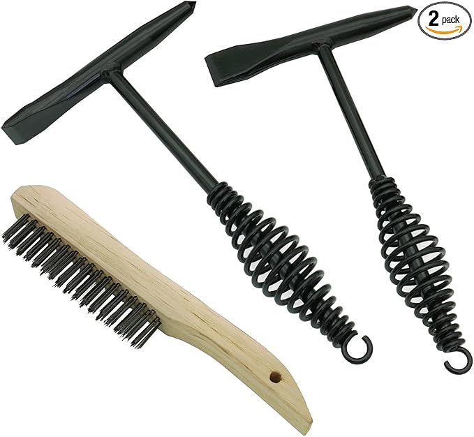 VASTOOLS Welding Chipping Hammer with Coil Spring Handle,10.5",Cone and Vertical Chisel, Cone and Cross Chisel, 10" Wire Brush