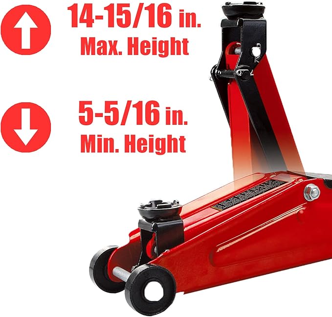 BIG RED T825013S1 Torin Hydraulic Trolley Floor Service/Floor with Blow Mold Carrying Storage Case, 2.5 Ton (5,000 lb) Capacity, Red