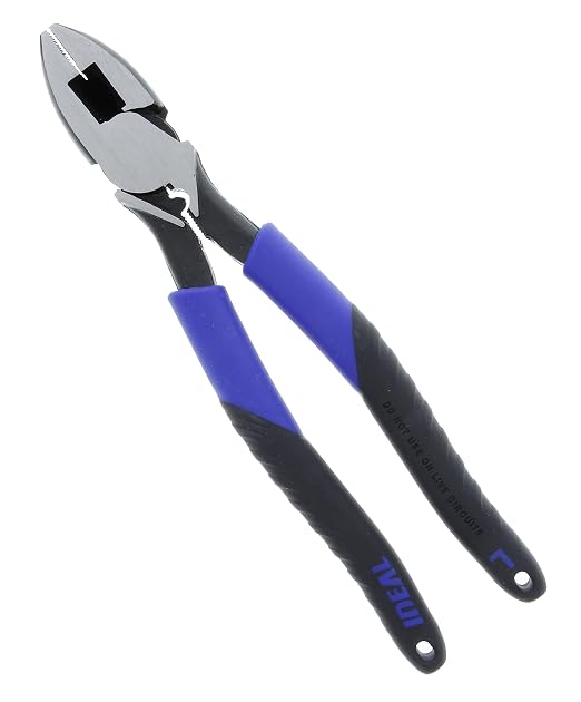IDEAL Electrical 30-3430 Smart-Grip - 9.5 in., Linesman Plier with New England Nose, Crimping Die, Fish Tape Puller