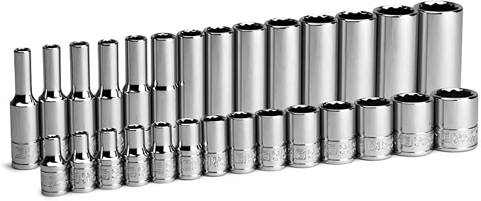 Capri Tools 1/4 in. Drive 12-Point Shallow and Deep Socket Set, Metric, 4 to 15 mm, 28-Piece