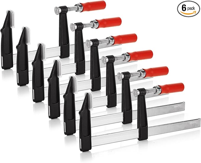 6PCS Bar Clamps for Woodworking Release Quickly Wood Clamps 12 Inch Steel F Clamp Wood Working Clamps Sets for Woodworking, Metalworking, DIY