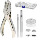 QWORK 200 Pieces Stainless Steel Snap Fastener Kit with 15mm Snap Cap Diameter, Including Hole Punch Pliers and Setting Tools, for Canvas, Tarpaulins, Garments