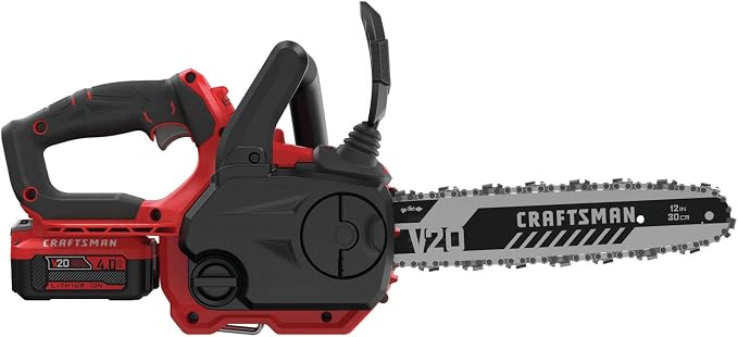 CRAFTSMAN V20 Cordless Chainsaw, 12-Inch Electric Chainsaw, Battery Powered, Battery and Charger Included (CMCCS620M1)