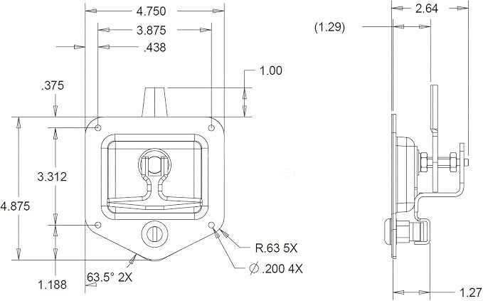 Buyers Products L8815 Locking T-Handle Latch, Stainless Steel with Gasket | Locking T-Handle Latch Helps Secure Tool Boxes, Trailer Doors, RVs, Campers, And Truck Caps For Daily Outdoor Use And Work