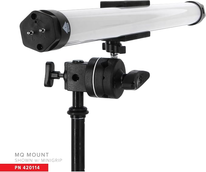 Matthews MQ Mount – Anti-Crush Clamp for T-12 LED & Fluorescent Tubes with Knurled 3/8" Pin and 1/4"-20 Tapped Extension – Lightweight, Grip Head Compatible