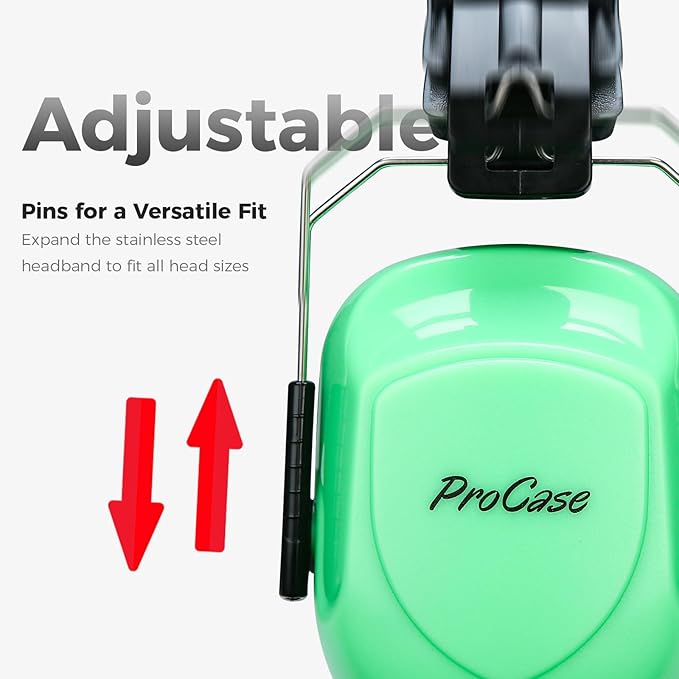 ProCase Noise Reduction Ear Muffs, Sound Proof Ear Protection, NRR 28dB Noise Cancelling Headphones for Adults Kids Autism, Hearing Protection for Shooting Gun Range Mowing -Luminous