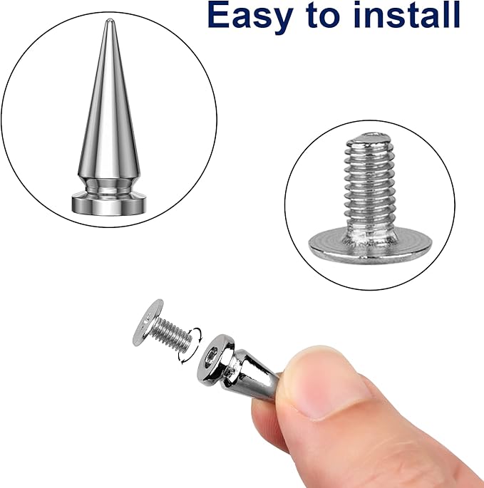 360 Pcs Punk Spikes and Studs Kit, Multiple Size Cone Spikes for Clothes, Punk Rock Style Studs and Spikes for DIY Leathercraft Decoration, Suitable for Clothing, Dog Collars, Belts, Bags (15.53oz)
