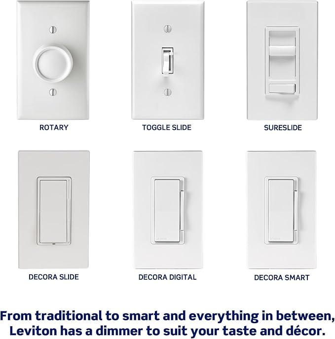 Leviton Decora Slide LED Advanced Dimmer Switch for 150W Dimmable LED, Halogen and Incandescent Bulbs and Fixtures, DSL01-1LI, Ivory