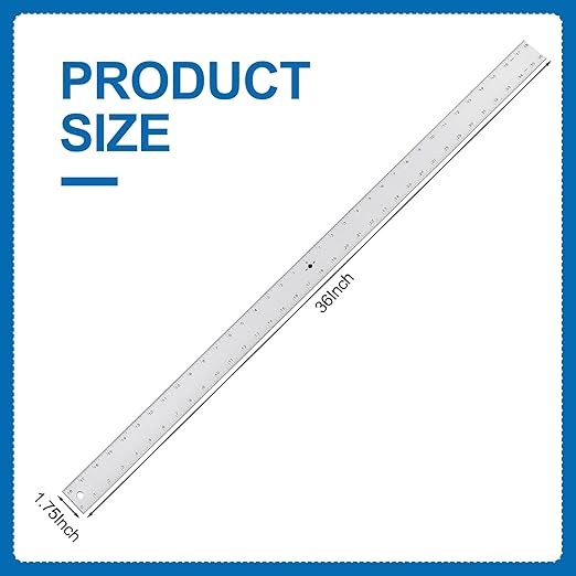Tellegloww 2 Pack 36 Inch Center Finding Rulers Aluminum Metal Centering Ruler Tool Straight Edge for Woodworking Metal Work Construction and Around the Home