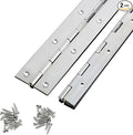 Continuous & Piano Hinges, 2Pcs Stainless Steel Continuous Hinge with Holes, Heavy Duty Polished Stainless Piano Hinges for Boats Cabinets Storage Box Door Windows Screw Included (Silver) (8'')