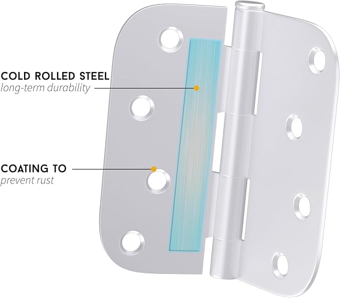 18 Pack goldenwarm 4 inch Door Hinges, Heavy Duty Interior and Exterior Door Hinges with 5/8" Radius Corners