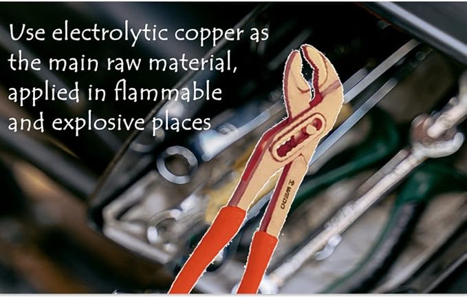WEDO Non-Sparking Slip Joint Pliers with Rubber Grip Handle 10", Spark-free Safety Slip Joint Pliers,Beryllium Copper, Non-Magnetic, DIN Standard, BAM & FM Certificate, Size 10 * 32 * 250mm